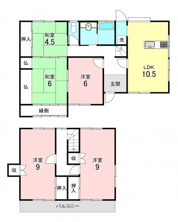 加古川市新神野、中古一戸建ての間取り画像です