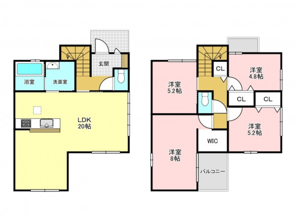 加古川市加古川町木村、新築一戸建ての間取り画像です