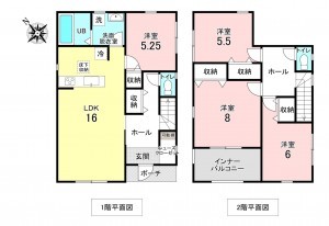 加古川市別府町新野辺北町、新築一戸建ての間取り画像です