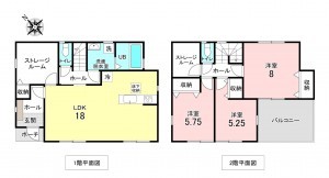加古川市別府町新野辺北町、新築一戸建ての間取り画像です