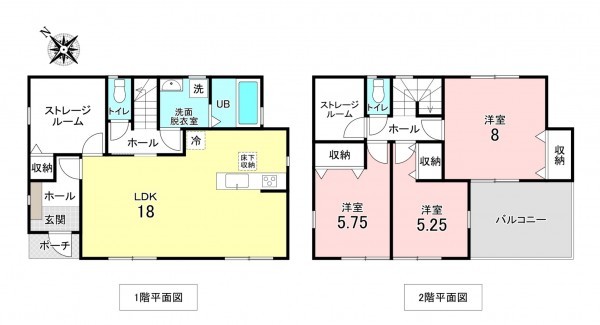 加古川市別府町新野辺北町、新築一戸建ての間取り画像です