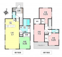 加古川市新神野、新築一戸建ての間取り画像です