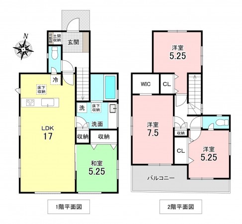 加古川市新神野、新築一戸建ての間取り画像です