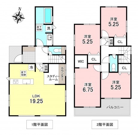 加古川市新神野、新築一戸建ての間取り画像です