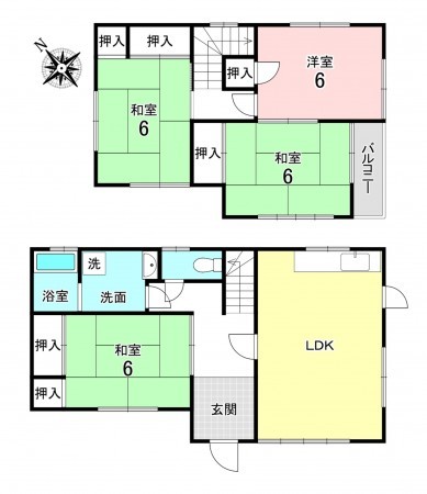 加古川市野口町坂井、中古一戸建ての間取り画像です