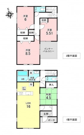 加古川市山手、新築一戸建ての間取り画像です