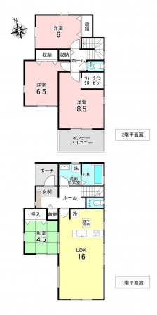 加古川市山手、新築一戸建ての間取り画像です