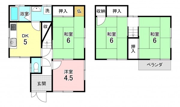 加古川市平岡町新在家、中古一戸建ての間取り画像です