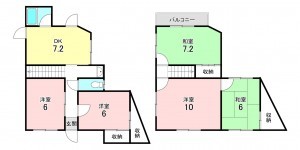 加古川市加古川町河原、中古一戸建ての間取り画像です