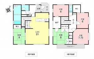 加古川市西神吉町岸、中古一戸建ての間取り画像です