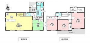 加古川市野口町古大内、新築一戸建ての間取り画像です