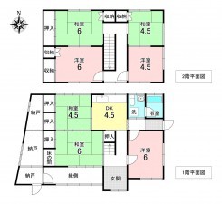 加古川市西神吉町大国、中古一戸建ての間取り画像です