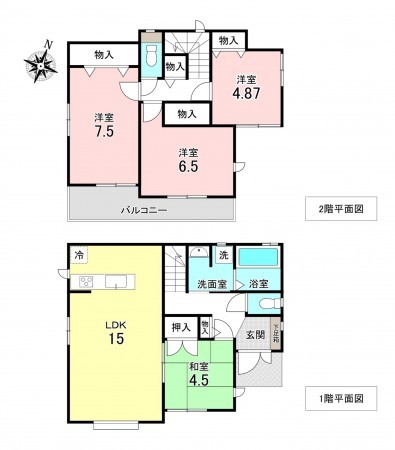 加古川市加古川町河原、新築一戸建ての間取り画像です