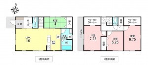 加古川市新神野、新築一戸建ての間取り画像です