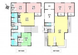 加古川市尾上町口里、中古一戸建ての間取り画像です