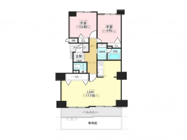 加古川市別府町朝日町、マンションの間取り画像です