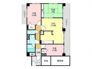 加古川市平岡町新在家、マンションの間取り画像です