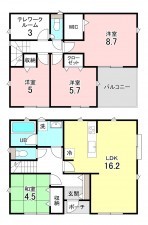 加古川市尾上町長田、新築一戸建ての間取り画像です