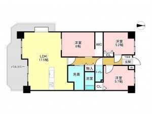 加古川市野口町北野、マンションの間取り画像です