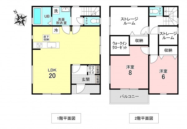 加古川市別府町新野辺北町、新築一戸建ての間取り画像です