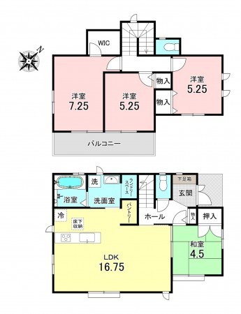 加古川市新神野、新築一戸建ての間取り画像です