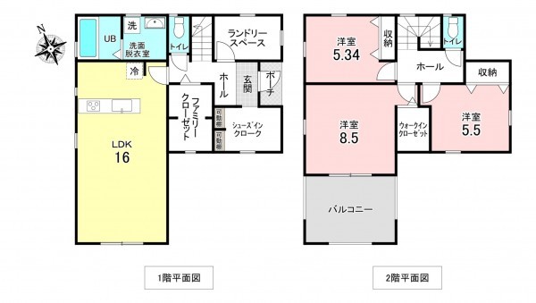 加古川市加古川町友沢、新築一戸建ての間取り画像です