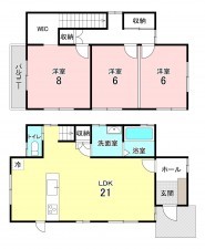 加古川市神野町福留、中古一戸建ての間取り画像です