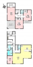 加古川市加古川町稲屋、新築一戸建ての間取り画像です