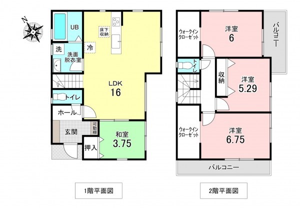 加古川市加古川町中津、新築一戸建ての間取り画像です
