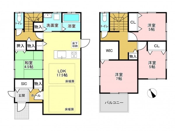 加古川市別府町新野辺、中古一戸建ての間取り画像です