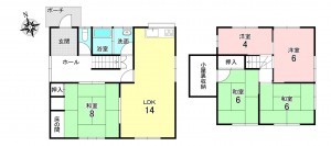 加古川市西神吉町岸、中古一戸建ての間取り画像です