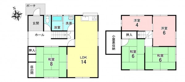 加古川市西神吉町岸、中古一戸建ての間取り画像です