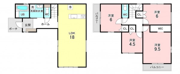 加古川市尾上町長田、新築一戸建ての間取り画像です
