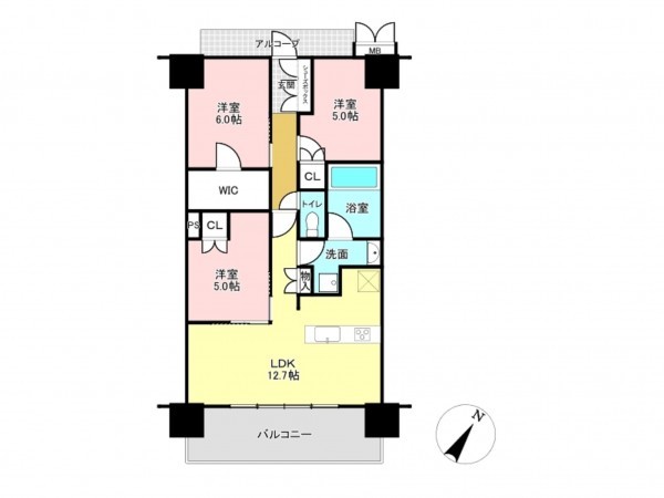 加古川市加古川町寺家町、マンションの間取り画像です