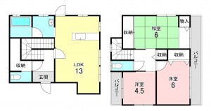加古川市加古川町大野、収益物件/住宅の間取り画像です