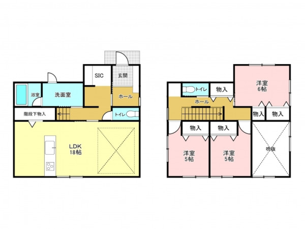 加古川市別府町新野辺北町、中古一戸建ての間取り画像です