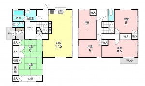 加古川市加古川町木村、中古一戸建ての間取り画像です