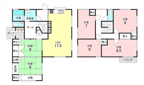 加古川市加古川町木村、中古一戸建ての間取り画像です
