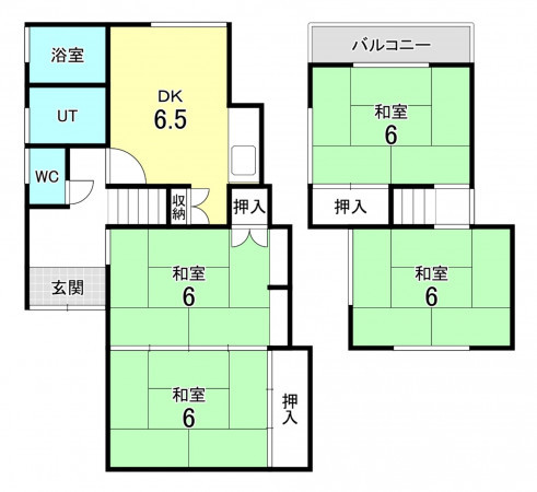 加古川市尾上町長田、収益物件/住宅の間取り画像です