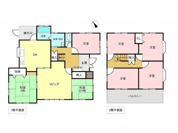 加古川市平荘町山角、中古一戸建ての間取り画像です