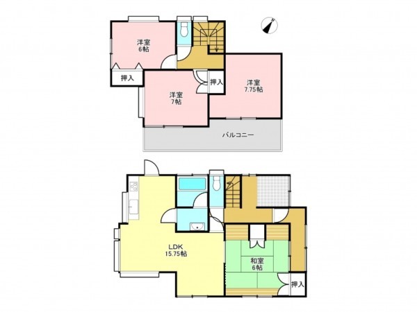 加古川市西神吉町岸、中古一戸建ての間取り画像です