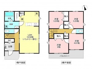 加古川市平岡町高畑、新築一戸建ての間取り画像です
