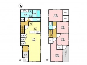 加古川市野口町坂元、新築一戸建ての間取り画像です