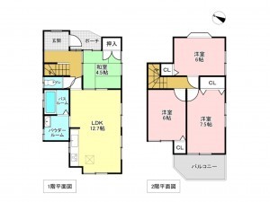 加古川市平岡町高畑、中古一戸建ての間取り画像です