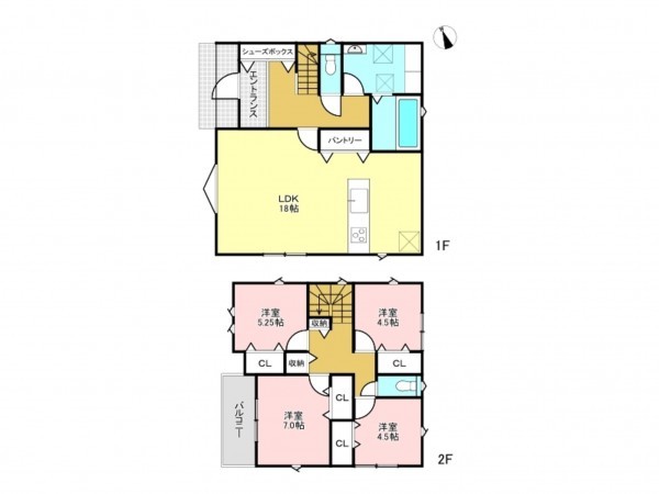加古川市平岡町二俣、新築一戸建ての間取り画像です