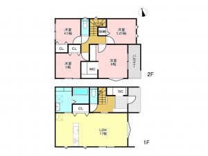 加古川市平岡町二俣、新築一戸建ての間取り画像です