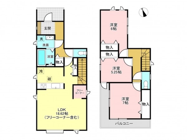 加古川市野口町二屋、新築一戸建ての間取り画像です