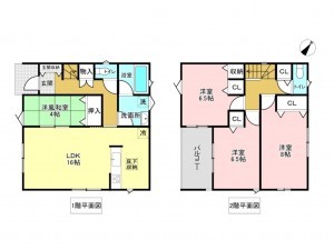 加古川市平岡町土山、新築一戸建ての間取り画像です