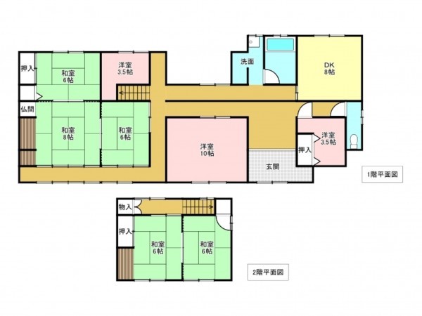 加古川市平荘町西山、中古一戸建ての間取り画像です