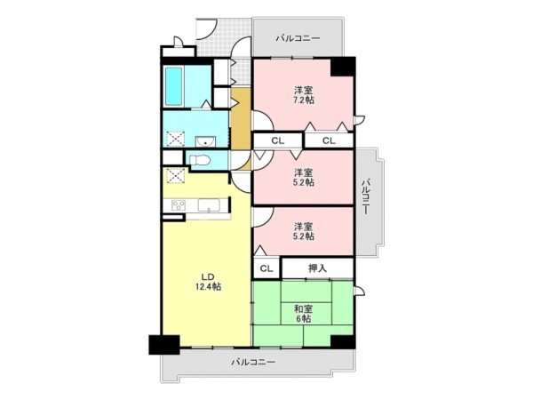 加古川市平岡町新在家、マンションの間取り画像です